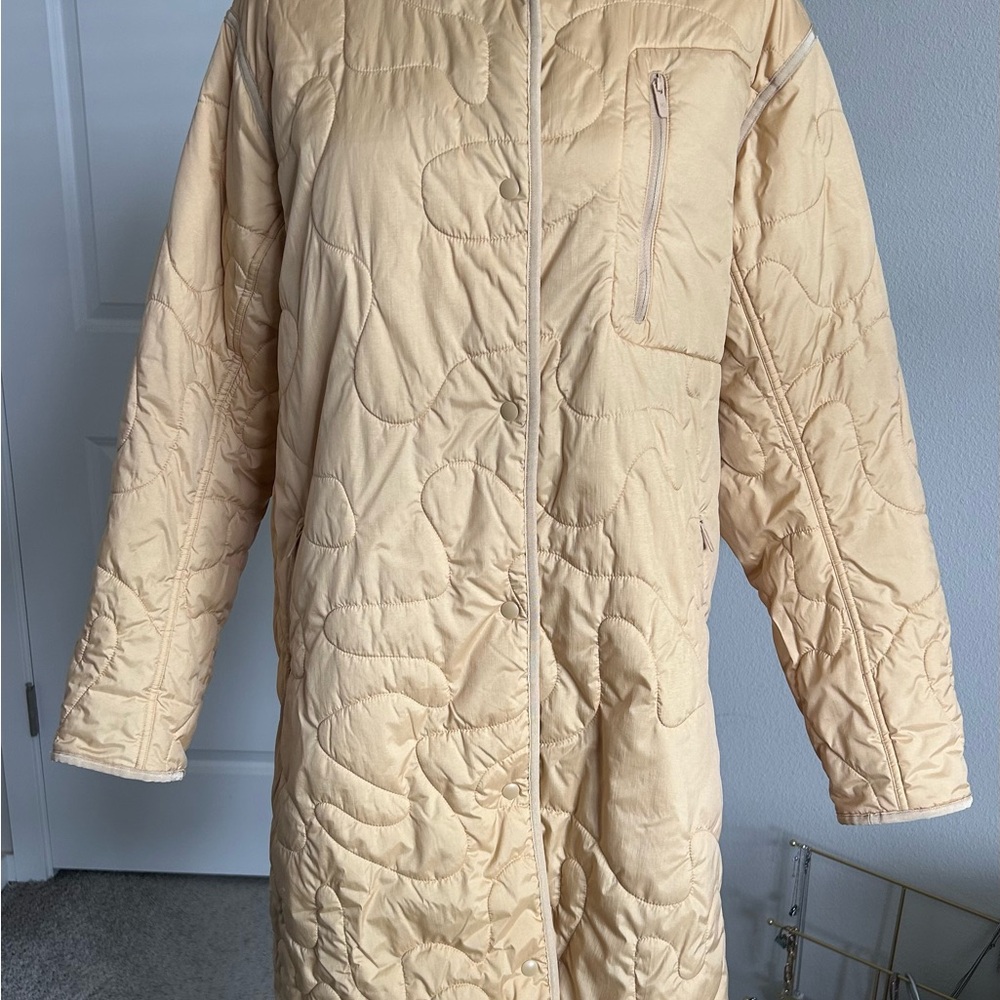 Lululemon Insulated Quilted Long Bomber- Heather Pecan Tan